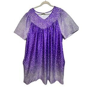 Lasting Comfort Purple Polka Dot Muumuu House Dress Made in USA Plus Size 1X